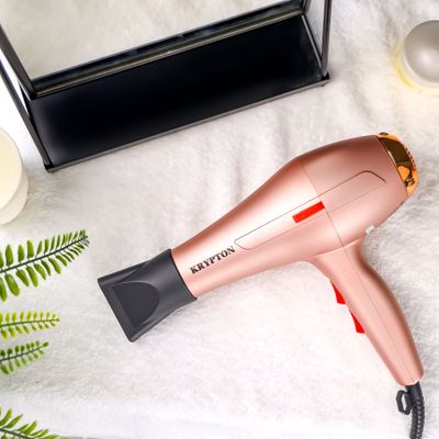 Krypton 1600 W Hair Dryer- KNH6561/ High Speed, Quiet Sound 2 Speed and 3 Heat Settings/ with Turbo Motor for Quick Drying, Perfect for Salon and at Home Styling/ 2 Years Warranty, Pink