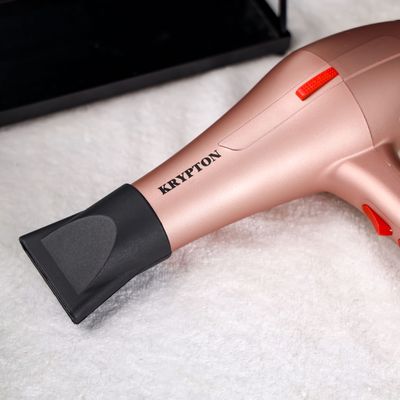 Krypton 1600 W Hair Dryer- KNH6561/ High Speed, Quiet Sound 2 Speed and 3 Heat Settings/ with Turbo Motor for Quick Drying, Perfect for Salon and at Home Styling/ 2 Years Warranty, Pink