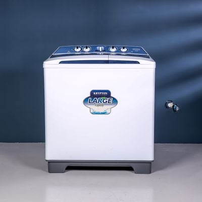 Krypton 15 kg Twin Tub Washing Machine- KNSWM6454/ Total Power 680 W, Equipped with Strong Pulsator and Fine Mesh Lint Filter/ Semi-Automatic, Low Noise, Efficient Performance Design/ Perfect for Home, Apartments, etc./ White and Grey, 1 Year Warranty