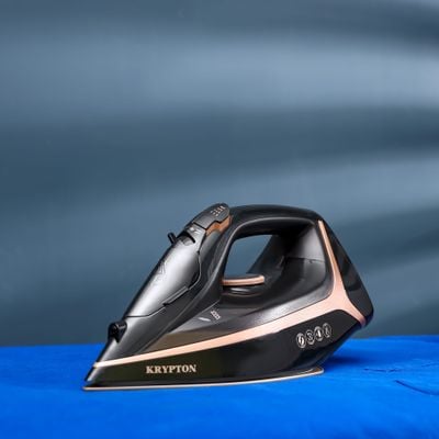 Krypton Ceramic Steam Iron- KNSI6557/ Cord and Cordless Use, Dry Steam Ironing Box with Ceramic Soleplate/ Compact and Handy Design with Multiple Functions/ 300 ml Water Tank, Suitable for All Kinds of Fabric, 2200 W Power/ 2 Years Warranty, Black 