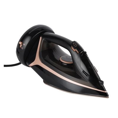 Krypton Ceramic Steam Iron- KNSI6557/ Cord and Cordless Use, Dry Steam Ironing Box with Ceramic Soleplate/ Compact and Handy Design with Multiple Functions/ 300 ml Water Tank, Suitable for All Kinds of Fabric, 2200 W Power/ 2 Years Warranty, Black 