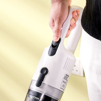 Krypton 600 W Handheld and Stick Vacuum Cleaner- KNVC6577/ 2-in-1 Design, Transparent Dust Cup, Hook for Easy Storage/ Perfect for Home, Office, Apartments/ Easy to Use and Handy Model, Washable Filter/ 2 Years Warranty, White