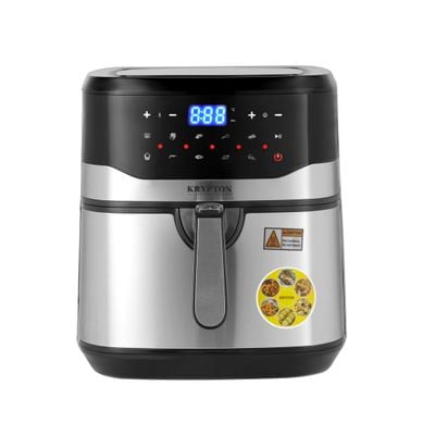 Krypton Digital Air Fryer- KNAF6585/ 9.5 l Capacity with 7.0 L Detachable Inner Basket, Oil Free Cooking/ LED Display with Touch Screen, 10 Preset Cook Modes, 1-60 minutes Timer/ for Making Fries, Steak, Chicken, Meat, Bread/ 2 Years Warranty, Black and Silver