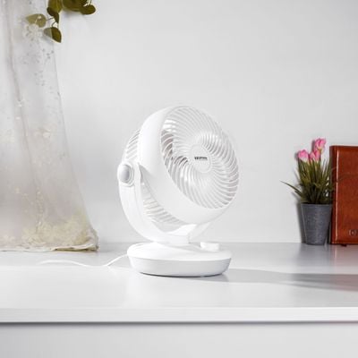 Krypton 8" Air Circulation Fan- KNF6450/ with 90 Degree Variable Tilt and Horizontal Oscillation/ 3 Blades for Strong Wind and 3-Speed Levels/ Ideal for Home, Office, Apartment/ 2 Years Warranty, White 