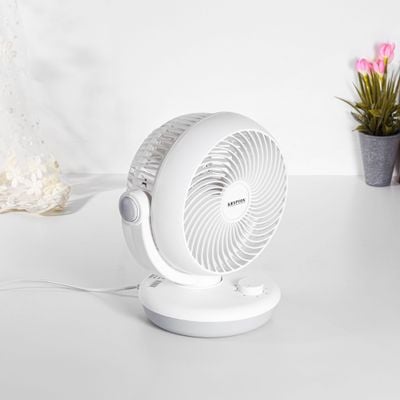 Krypton 8" Air Circulation Fan- KNF6450/ with 90 Degree Variable Tilt and Horizontal Oscillation/ 3 Blades for Strong Wind and 3-Speed Levels/ Ideal for Home, Office, Apartment/ 2 Years Warranty, White 