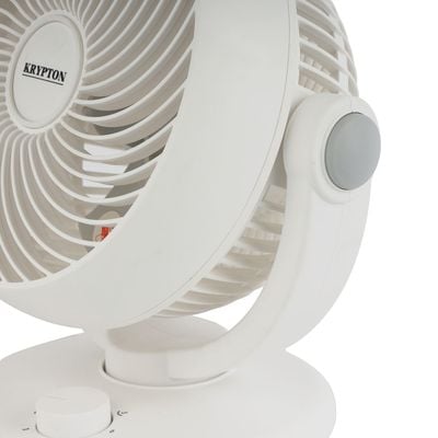 Krypton 8" Air Circulation Fan- KNF6450/ with 90 Degree Variable Tilt and Horizontal Oscillation/ 3 Blades for Strong Wind and 3-Speed Levels/ Ideal for Home, Office, Apartment/ 2 Years Warranty, White 