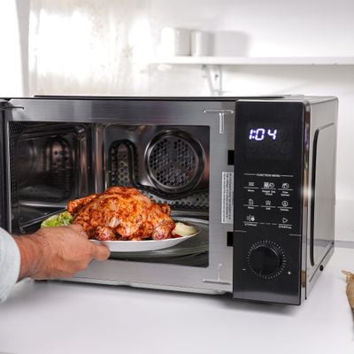 Krypton 25 L Digital Microwave Oven- KNMO6584/ Multi-Functional Cooking, Grill, Convection and Combination/ Sensor Touch Control Panel with Knob and 8 Auto Menu Settings/ Pull Open Door Handle and Mirror Glass Finish/ Perfect for Cakes, Cookies, Bread, Meats, Vegetables/ Black, 2 Years Warranty 