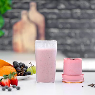 Krypton 300 ml Rechargeable Portable Juicer- KNB6579/ Powerful 35W Motor, Rechargeable Lithium Battery/ Perfect for Juices, Smoothies, Milkshakes/ Pink, 2 Years Warranty 