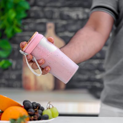 Krypton 300 ml Rechargeable Portable Juicer- KNB6579/ Powerful 35W Motor, Rechargeable Lithium Battery/ Perfect for Juices, Smoothies, Milkshakes/ Pink, 2 Years Warranty 