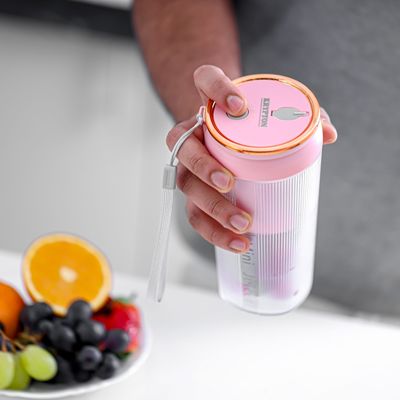 Krypton 300 ml Rechargeable Portable Juicer- KNB6579/ Powerful 35W Motor, Rechargeable Lithium Battery/ Perfect for Juices, Smoothies, Milkshakes/ Pink, 2 Years Warranty 