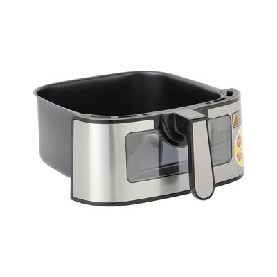 Krypton Double Heating Digital Air Fryer- KNAF6590/ 7.5 L Pot with Rack, with Vortex Frying Technology/ LED Display, 1-60 Min Timer, Temperature 50-200 Degree Celsius/ 9 Preset Programs, Window, Interior Lamp/ for Fries, Steak, Chicken, Cake, Meat, Bread, etc./ 2 Years Warranty, Black and Silver