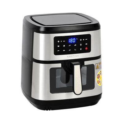 Krypton Double Heating Digital Air Fryer- KNAF6591/ 9.5 L Pot with Rack, with Vortex Frying Technology/ LED Display, 1-60 Min Timer, Temperature 50-200 Degree Celsius/ 9 Preset Programs, Window, Interior Lamp/ for Fries, Steak, Chicken, Cake, Meat, Bread, etc./ 2 Years Warranty, Black and Silver