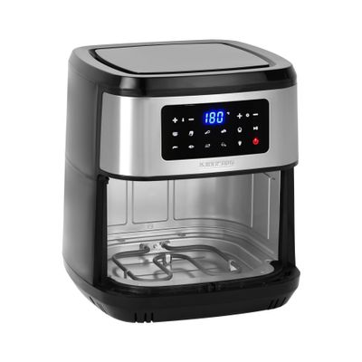 Krypton Double Heating Digital Air Fryer- KNAF6591/ 9.5 L Pot with Rack, with Vortex Frying Technology/ LED Display, 1-60 Min Timer, Temperature 50-200 Degree Celsius/ 9 Preset Programs, Window, Interior Lamp/ for Fries, Steak, Chicken, Cake, Meat, Bread, etc./ 2 Years Warranty, Black and Silver