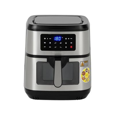 Krypton Double Heating Digital Air Fryer- KNAF6591/ 9.5 L Pot with Rack, with Vortex Frying Technology/ LED Display, 1-60 Min Timer, Temperature 50-200 Degree Celsius/ 9 Preset Programs, Window, Interior Lamp/ for Fries, Steak, Chicken, Cake, Meat, Bread, etc./ 2 Years Warranty, Black and Silver