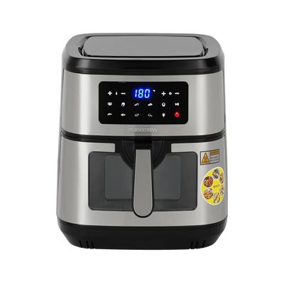 Krypton Double Heating Digital Air Fryer- KNAF6591/ 9.5 L Pot with Rack, with Vortex Frying Technology/ LED Display, 1-60 Min Timer, Temperature 50-200 Degree Celsius/ 9 Preset Programs, Window, Interior Lamp/ for Fries, Steak, Chicken, Cake, Meat, Bread, etc./ 2 Years Warranty, Black and Silver