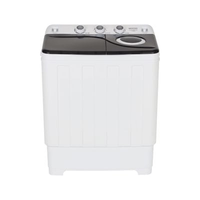 Krypton 7 kg Twin Tub Semi-Automatic Washing Machine- KNSWM6592/ Easy to Use Control Panel, Big Pulsator and Hand Twist Wash/ Classic Design, Plastic Body, Low Noise Operation, Compact Size/ Perfect for Home, Apartments, etc./ White, 1 Year Warranty