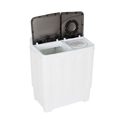 Krypton 7 kg Twin Tub Semi-Automatic Washing Machine- KNSWM6592/ Easy to Use Control Panel, Big Pulsator and Hand Twist Wash/ Classic Design, Plastic Body, Low Noise Operation, Compact Size/ Perfect for Home, Apartments, etc./ White, 1 Year Warranty