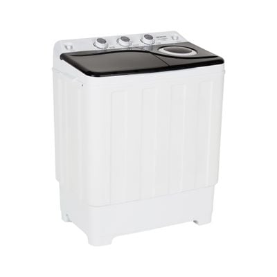 Krypton 7 kg Twin Tub Semi-Automatic Washing Machine- KNSWM6592/ Easy to Use Control Panel, Big Pulsator and Hand Twist Wash/ Classic Design, Plastic Body, Low Noise Operation, Compact Size/ Perfect for Home, Apartments, etc./ White, 1 Year Warranty