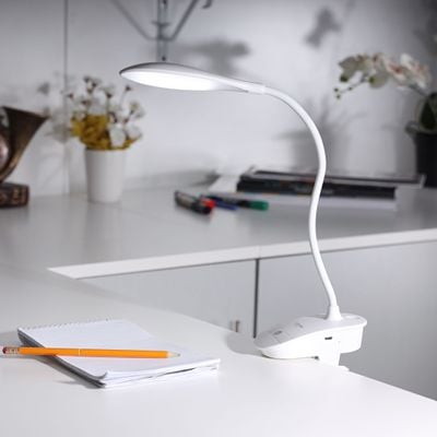 Krypton Rechargeable Desk Lamp - Clip on Reading Light, 4 Brightness Modes 18 PCS LED, Clip/Stand/Hang with Flexible Neck, Touch Control | Ideal for Desk, Table & More | 2 Years Warranty