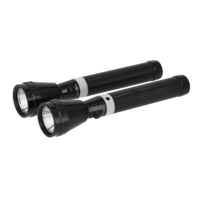 Krypton KNFL5025 Rechargeable LED Flashlight 2PC - High Power Flashlight Super Bright CREE LED Torch Light - Built-in 1900mAh Battery, USB Charging - Powerful Torch for Camping Hiking Trekking Outdoor