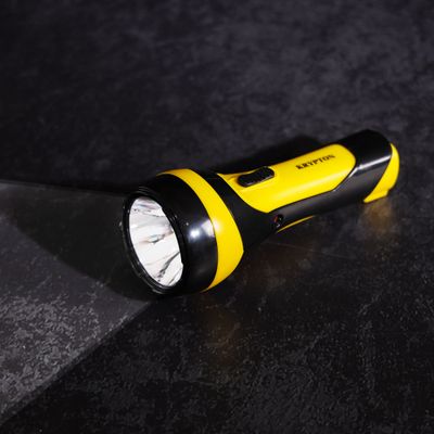 Krypton KNFL5008 4V 400mAh Rechargeable LED Plastic Torch - High Power Flashlight Super Bright Torch Light - Built-in Battery - Advanced Circuit Saving Energy, Powerful Torch for Camping Hiking Trekking Outdoor - 4 Hours of Working