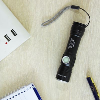 Krypton Rechargeable LED Flashlight - High Power Flashlight Super Bright - Torch Light - Built-in Battery - Powerful Torch for Camping Hiking Trekking Outdoor
