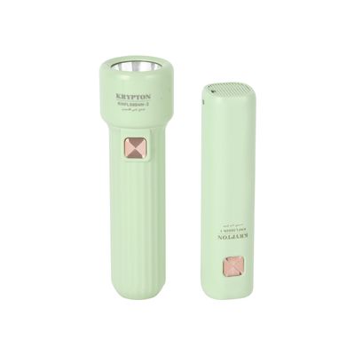 Krypton Rechargeable LED Torch- KNFL5004/ Pack of 2, Sturdy Housing with Hyper Bright LEDs/ 4-5 Hours Working Time, Lithium Battery/ Compact and Lightweight Design, Perfect for Indoor and Outdoor Use/ Pastel Green, 2 Years Warranty