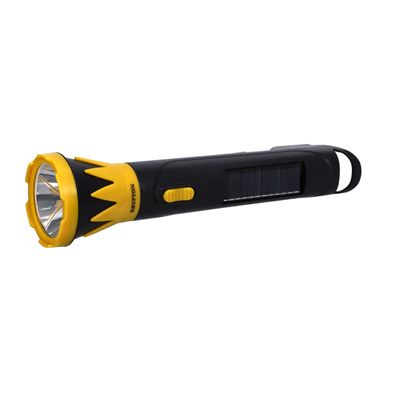 Krypton Rechargeable LED Torch with Solar Panel- KNFL5159| Rechargeable and Easy to Use| Energy Efficient Design with Solar Panel and AC Charging| Compact, Portable and Light-Weight Design with 6 Hours Operating Time| Perfect for Indoor and Outdoor Use| Yellow and Black