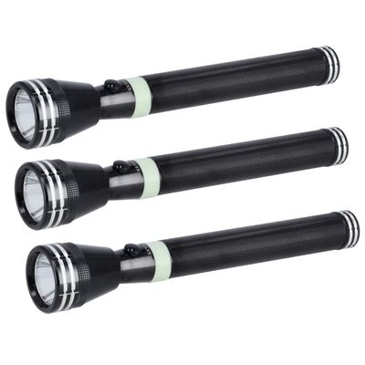 Krypton Rechargeable LED Flashlight- KNFL5165/ Pack of 3, Hyper Bright CREE LEDs, Polished Reflector, Anodized Inside and Outside/ withstand Harsh Weather, Perfect for Indoor and Outdoor Use, 4 Hours Continuous Working/ Black