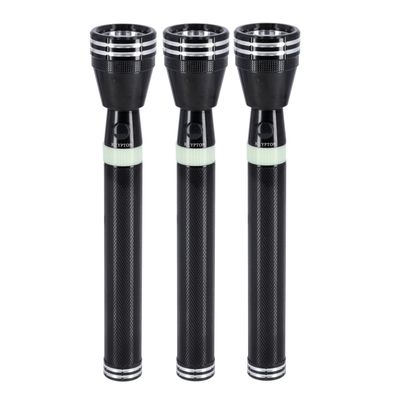 Krypton Rechargeable LED Flashlight- KNFL5165/ Pack of 3, Hyper Bright CREE LEDs, Polished Reflector, Anodized Inside and Outside/ withstand Harsh Weather, Perfect for Indoor and Outdoor Use, 4 Hours Continuous Working/ Black