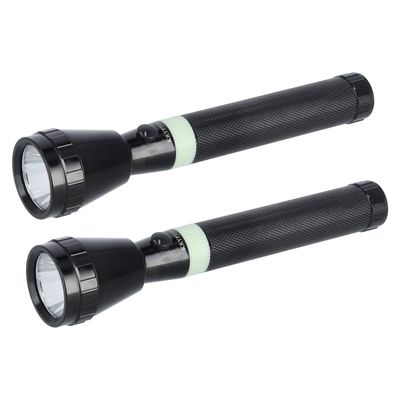 Krypton Rechargeable LED Flashlight- KNFL5434| Pack of Two, Microchip LED with Triple Booster Technology| Perfect for Indoor and Outdoor Use, 2 Hours Continuous Working| Rechargeable Battery Torch Lights| Black