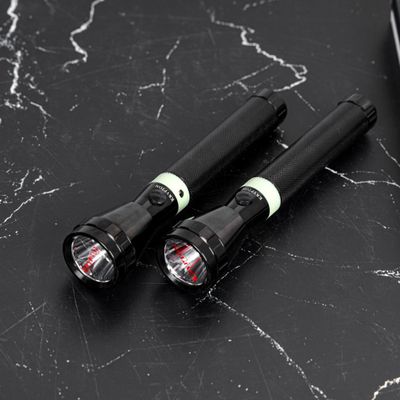 Krypton Rechargeable LED Flashlight- KNFL5434| Pack of Two, Microchip LED with Triple Booster Technology| Perfect for Indoor and Outdoor Use, 2 Hours Continuous Working| Rechargeable Battery Torch Lights| Black