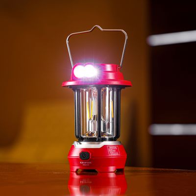 Krypton LED Emergency Lantern with Solar Panel- KNE5187/ Energy Efficient Design, Super Bright and Long Hours Working/ Compact, Portable and Light-Weight/ Perfect for Indoor and Outdoor Use/Maroon, 2 Years Warranty