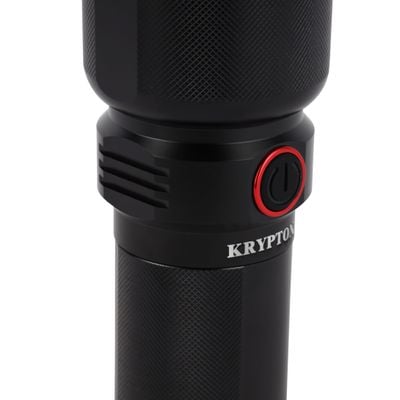 Krypton LED Flashlight with Power Bank- KNFL5457/ 25W, 3000 LM, Perfect for Indoor and Outdoor Use, 15 Hours Working/ with Aircraft Aluminum Housing, Waterproof, Lithium Battery/ 2000M Real Range Distance/ Black