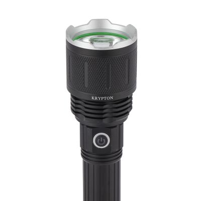 Krypton Rechargeable LED Flashlight- KNFL5456/ 3 Modes, High Power Battery, Easy to Use/ Hyper Bright White Laser, Polished Reflector, Compact, Portable and Light-Weight Design and 25 Hours Operating/ Perfect for Indoor and Outdoor Use/ Black, Lifetime Warranty