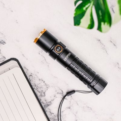 Krypton Flashlight- KNFL5466/ Aluminum Housing, 2500 lm/ High and Low Modes, Perfect for Indoor and Outdoor Use, Long Hours Continuous Working/ Lithium-ion Battery Torch Light, Type C Charging/ Black