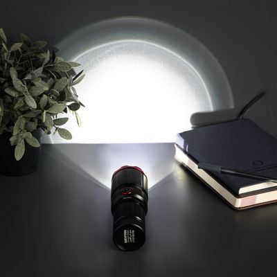 Krypton LED Flashlight with Power Bank Function- KNFL5472/ 25W, 3000 LM, Perfect for Indoor and Outdoor Use, 15 Hours Continuous Working/ with Aluminum Alloy Housing, Zoomable and Waterproof, Type C Charging/ Black, Limited Lifetime Warranty