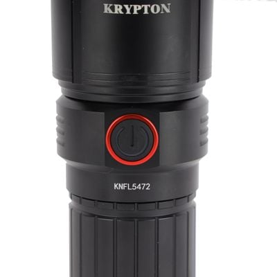 Krypton LED Flashlight with Power Bank Function- KNFL5472/ 25W, 3000 LM, Perfect for Indoor and Outdoor Use, 15 Hours Continuous Working/ with Aluminum Alloy Housing, Zoomable and Waterproof, Type C Charging/ Black, Limited Lifetime Warranty