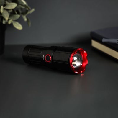 Krypton LED Flashlight with Power Bank Function- KNFL5472/ 25W, 3000 LM, Perfect for Indoor and Outdoor Use, 15 Hours Continuous Working/ with Aluminum Alloy Housing, Zoomable and Waterproof, Type C Charging/ Black, Limited Lifetime Warranty