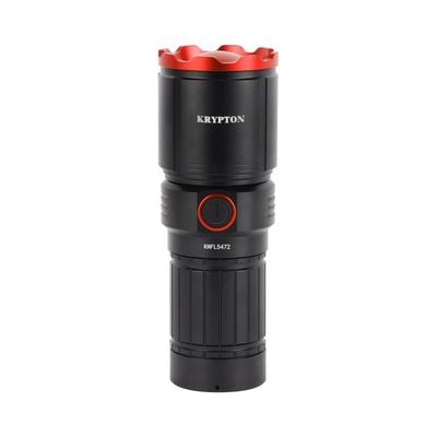 Krypton LED Flashlight with Power Bank Function- KNFL5472/ 25W, 3000 LM, Perfect for Indoor and Outdoor Use, 15 Hours Continuous Working/ with Aluminum Alloy Housing, Zoomable and Waterproof, Type C Charging/ Black, Limited Lifetime Warranty