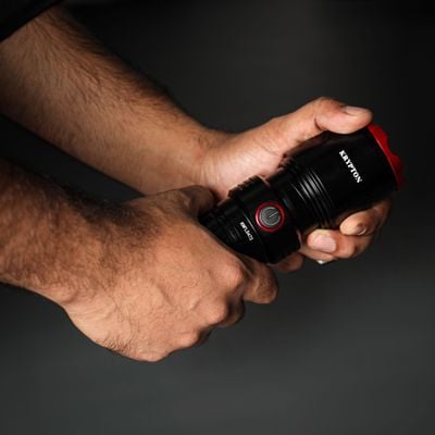 Krypton LED Flashlight with Power Bank Function- KNFL5472/ 25W, 3000 LM, Perfect for Indoor and Outdoor Use, 15 Hours Continuous Working/ with Aluminum Alloy Housing, Zoomable and Waterproof, Type C Charging/ Black, Limited Lifetime Warranty