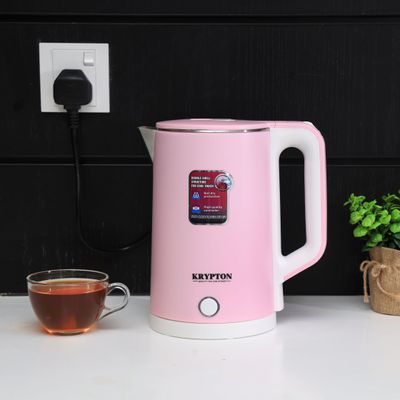 Krypton KNK6062 Double Layer Stainless Steel Kettle, 1.8L | Stainless Steel Kettle | Boil Dry Protection & Auto Shut Off Feature | Ideal for Hot Water, Tea & Coffee Maker | 1500W