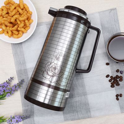 Krypton 1L Glass Vacuum Flask, Vacuum Flask - Insulated Flask Bottle - Thermos Flask with Double Wall Design -Jug Flask, Vacuum Thermo Airpot, Hot & Cool, Portable - Indoor Outdoor Use