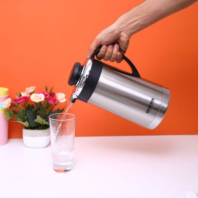 1.9L Stainless Steel Vacuum Flask - Insulated Flask Bottle - Thermos Flask with Double Wall Design - Hot & Cool, Portable & Leak Proof - Perfect for Camping Hiking