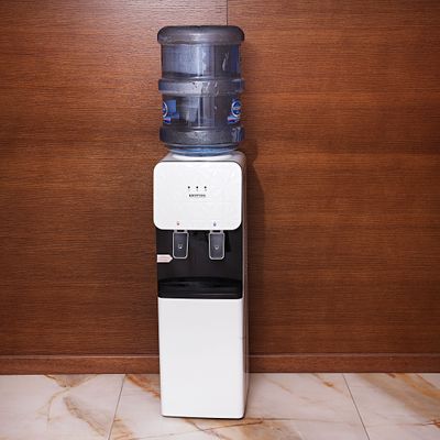 Krypton KNWD6155 Hot & Cold Bottled Water Cooler Dispenser with Cabinet | Floor-Standing Water Machine, Perfect for Offices and Meeting Rooms - Stainless Steel Water Tank