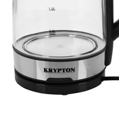 Krypton 1500W Electric Glass Kettle - Boil Dry Protection | Auto Shut Off | Fast Boil & Easy to Clean | Ideal for Hot Water, Tea or Coffee | 2L Cordless Kettle 