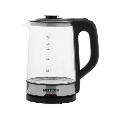 Krypton 1500W Electric Glass Kettle - Boil Dry Protection | Auto Shut Off | Fast Boil & Easy to Clean | Ideal for Hot Water, Tea or Coffee | 2L Cordless Kettle 