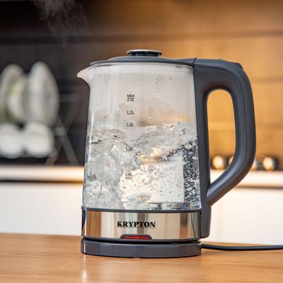 Krypton 1500W Electric Glass Kettle - Boil Dry Protection | Auto Shut Off | Fast Boil & Easy to Clean | Ideal for Hot Water, Tea or Coffee | 2L Cordless Kettle 