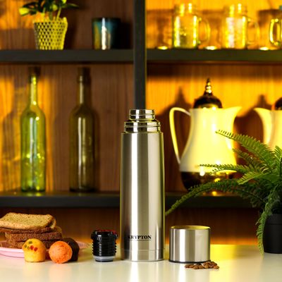 Krypton Stainless Steel Vacuum Flask | 500 ML | BPA- Free | Heat Insulated Thermos for Keeping Hot/Cold Long Hour | Double-Walled | Perfect for Hot Water, Tea, Beverages | 2 Years Warranty