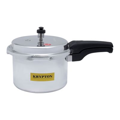 Krypton 3 liters Aluminum Pressure Cooker- KNPC6255/ Induction Base, Equipped with Multiple Safety Feature and Lid/ Durable Construction with Firm and Comfortable Handles/ Compatible with Gas, Hotplate, Ceramic and Halogen Cooktops/ Silver